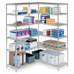 Safco Industrial Add-On Unit, Four-Shelf, 48w x 24d x 72h, Steel, Metallic Gray