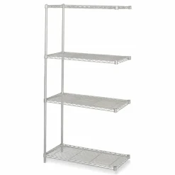 Safco Industrial Add-On Unit, Four-Shelf, 36w x 18d x 72h, Steel, Metallic Gray