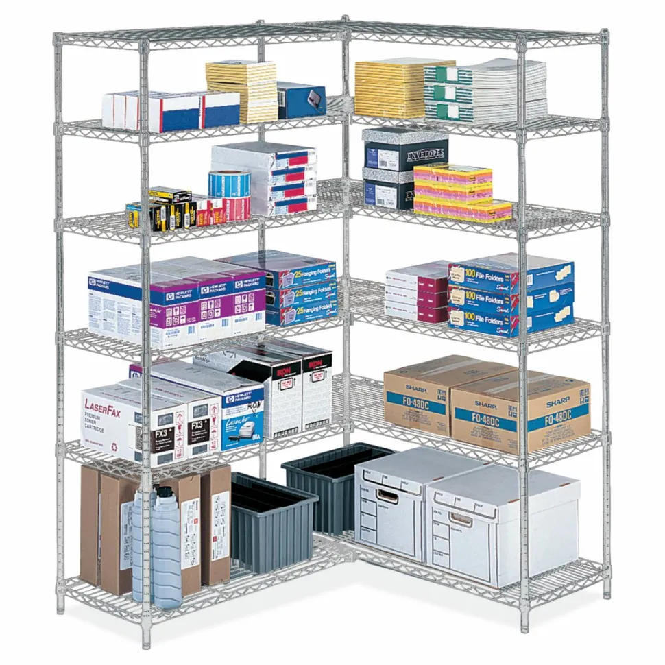 Safco Industrial Add-On Unit, Four-Shelf, 36w x 24d x 72h, Steel, Metallic Gray