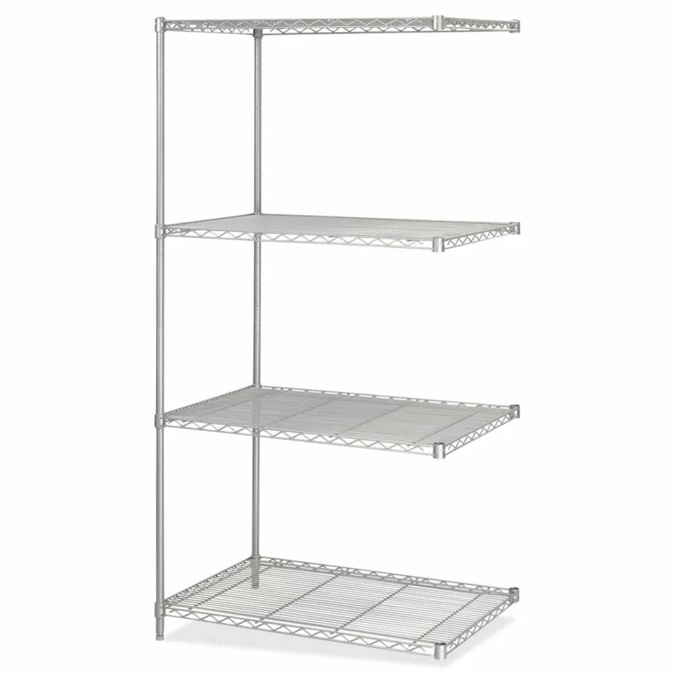 Safco Industrial Add-On Unit, Four-Shelf, 36w x 24d x 72h, Steel, Metallic Gray