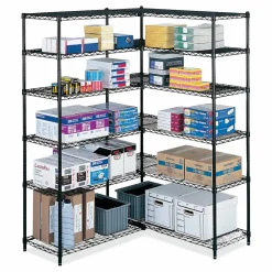 Safco Industrial Add-On Unit, Four-Shelf, 36w x 24d x 72h, Steel, Black