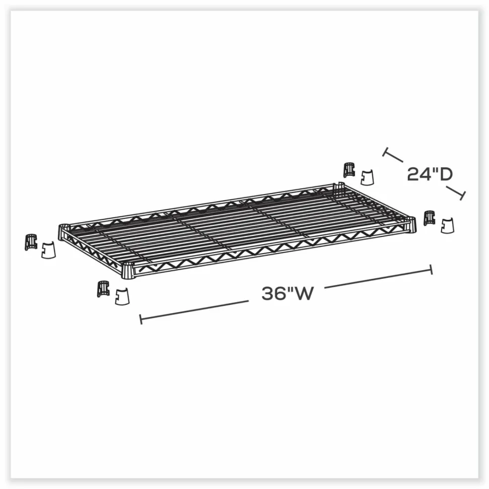 Safco Industrial Extra Shelf Pack, 36w x 24d x 1.5h, Steel, Black, 2/Pack