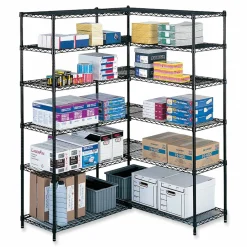 Safco Industrial Extra Shelf Pack, 36w x 24d x 1.5h, Steel, Black, 2/Pack