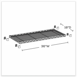 Safco Industrial Extra Shelf Pack, 36w x 18d x 1.5h Steel. Black, 2/Pack