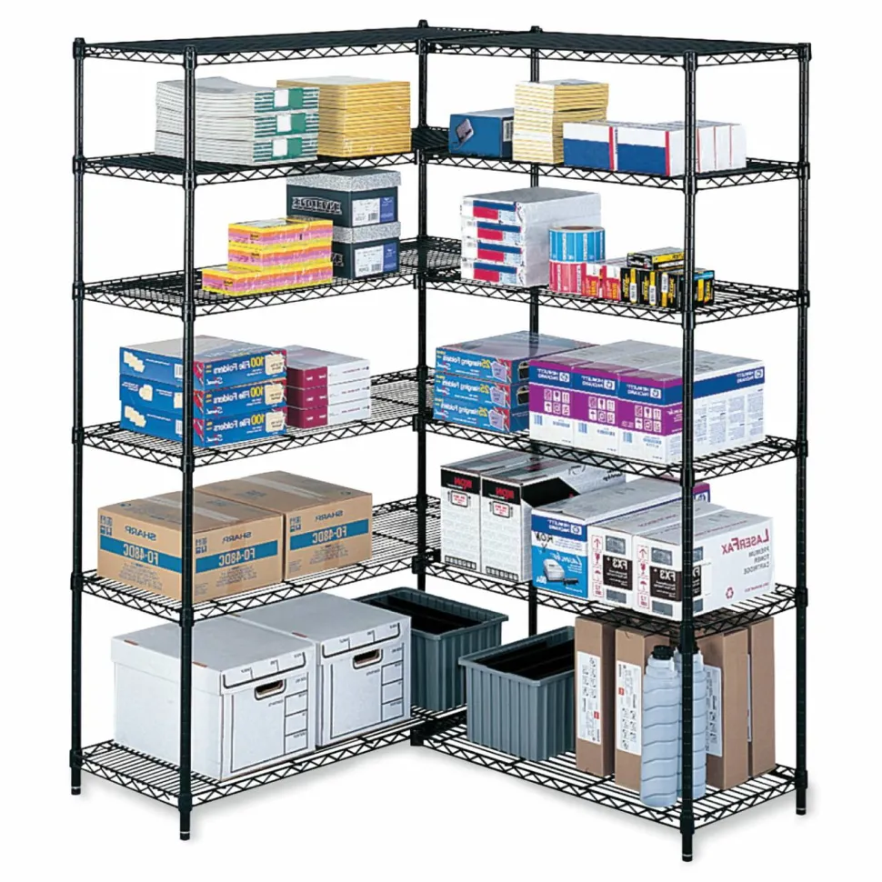 Safco Industrial Extra Shelf Pack, 36w x 18d x 1.5h Steel. Black, 2/Pack