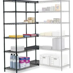 Safco Industrial Wire Shelving Starter Unit, 48"W x 18"D, Black