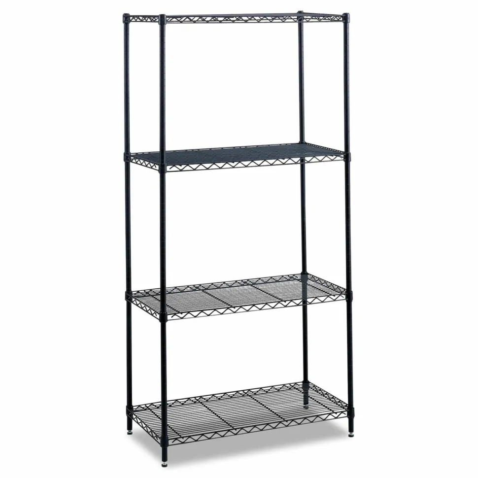 Safco Industrial Wire Shelving, Four-Shelf, 36w x 18d x 72h, Metallic Gray
