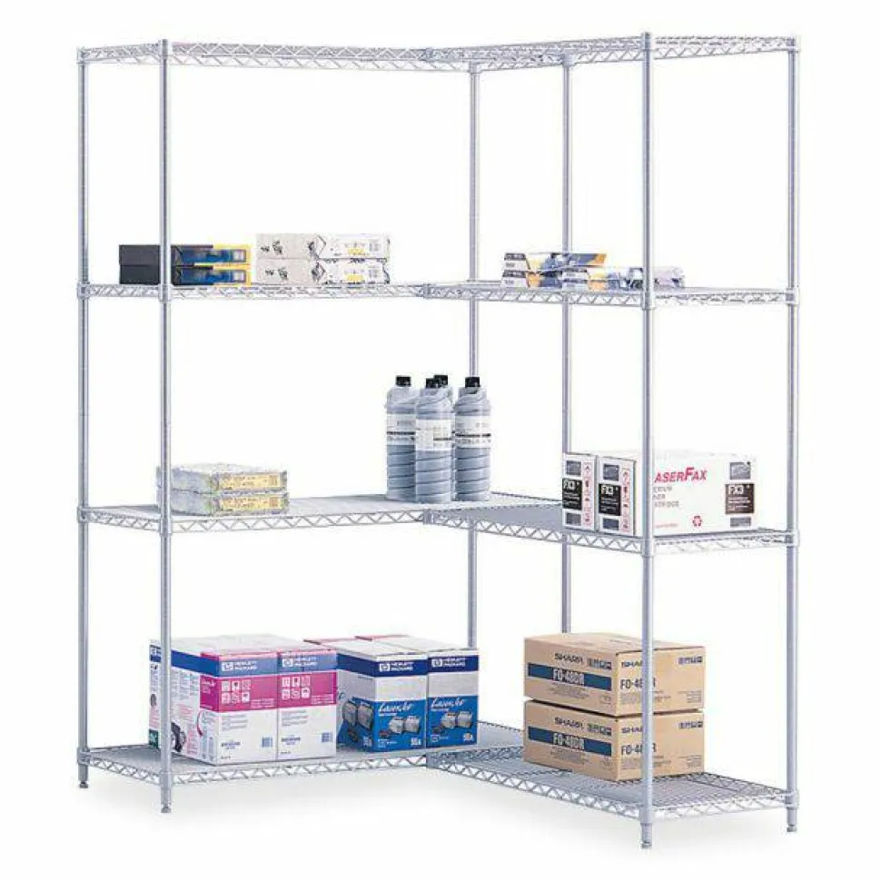Safco Industrial Wire Shelving, Four-Shelf, 36w x 18d x 72h, Metallic Gray