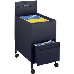 Safco Letter Tub File With Drawer, 28"H x 17"W x 25 3/4"D, Black