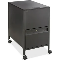Safco Letter Tub File With Drawer, 28"H x 17"W x 25 3/4"D, Black
