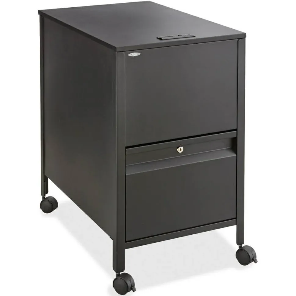 Safco Letter Tub File With Drawer, 28"H x 17"W x 25 3/4"D, Black