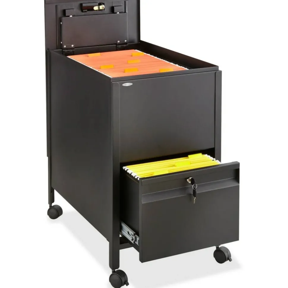 Safco Letter Tub File With Drawer, 28"H x 17"W x 25 3/4"D, Black