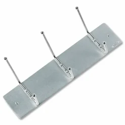 Safco Metal Wall Rack Coat Hooks, 3 Hooks, 7"H x 18"W x 3 3/4"D, Satin Aluminum