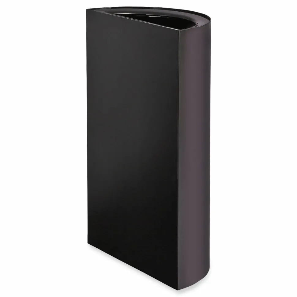 Safco Mixx Recycling Center Half-Round Receptacle, 23 gal, Steel, Black