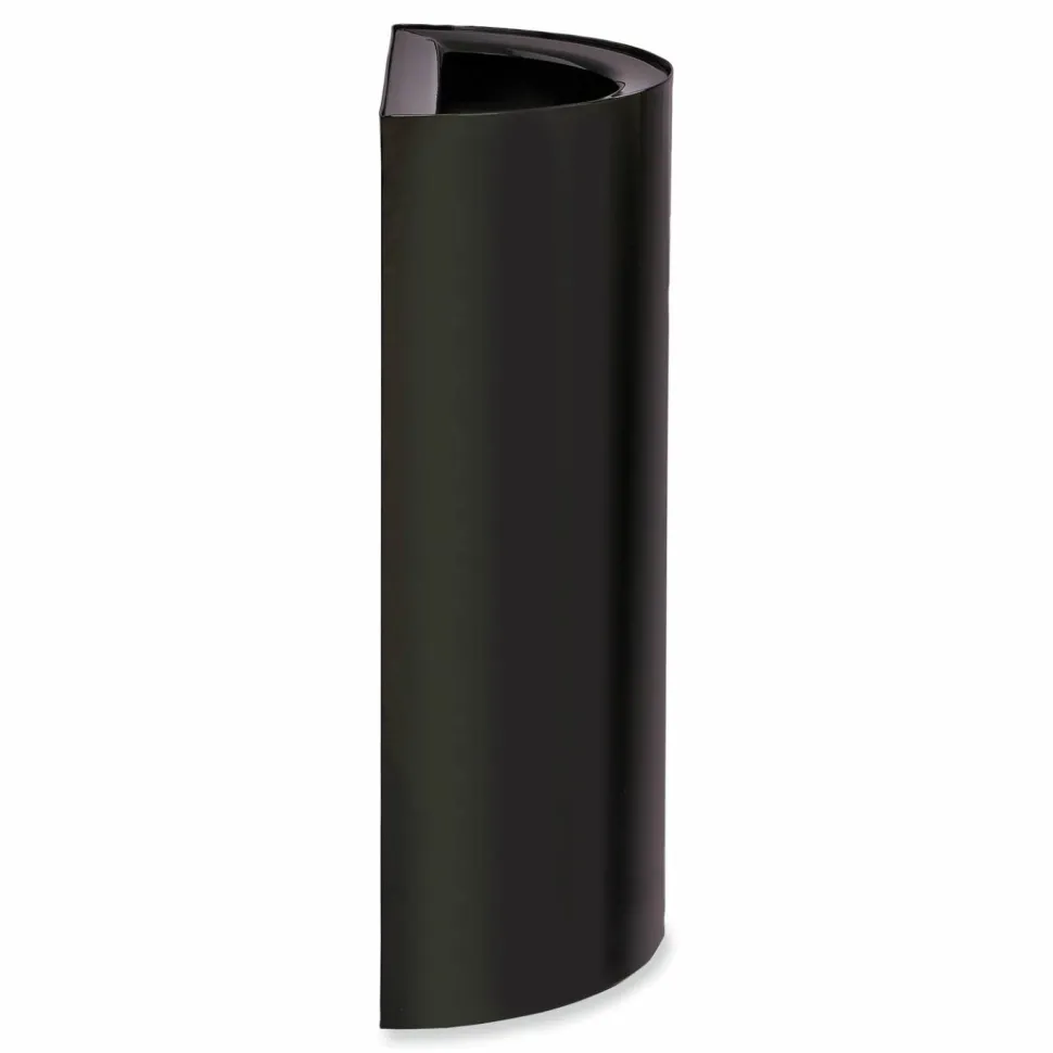 Safco Mixx Recycling Center Half-Round Receptacle, 23 gal, Steel, Black