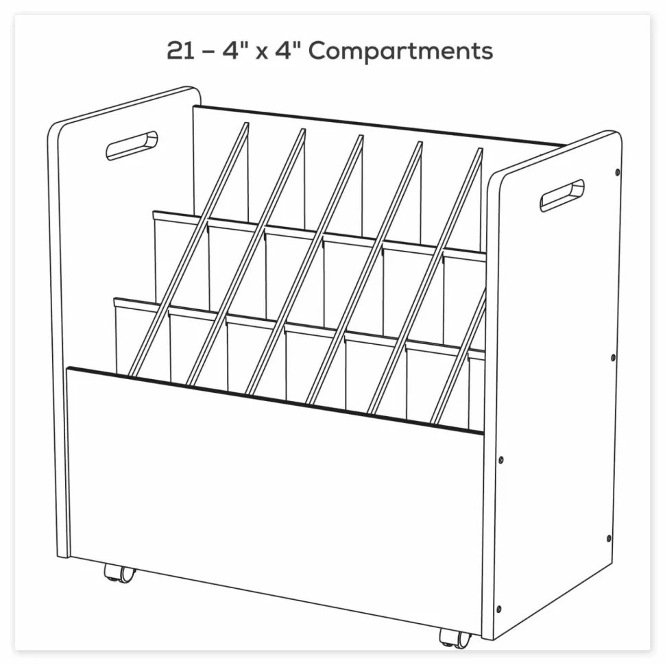 Safco Mobile Roll File, 21 Compartments, 30.25w x 15.75d x 29.25h, Tan