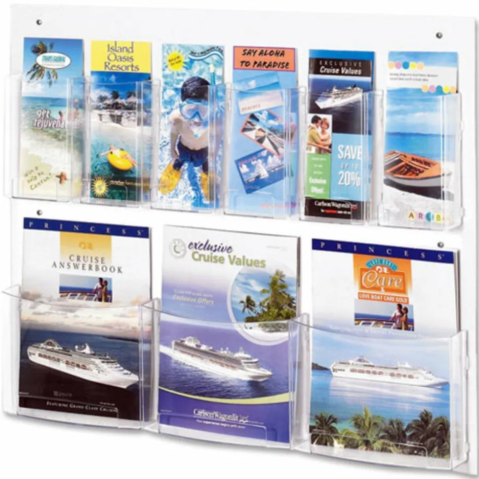 Safco Nine Compartment Magazine/Pamphlet Display - 9 Compartment(s) - Compartment Size : 7"x2"x9.12" - 5666CL