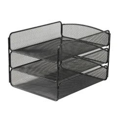Safco Onyx Cubicle Panel Triple Letter Tray, 9 1/4" x 11 3/4" x 8", Black