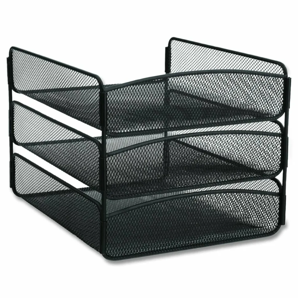Safco Onyx Cubicle Panel Triple Letter Tray, 9 1/4" x 11 3/4" x 8", Black
