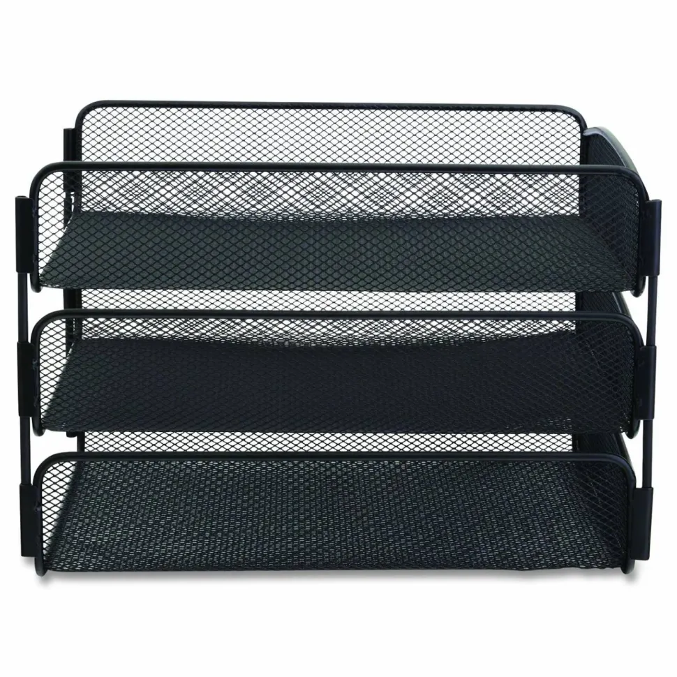Safco Onyx Cubicle Panel Triple Letter Tray, 9 1/4" x 11 3/4" x 8", Black