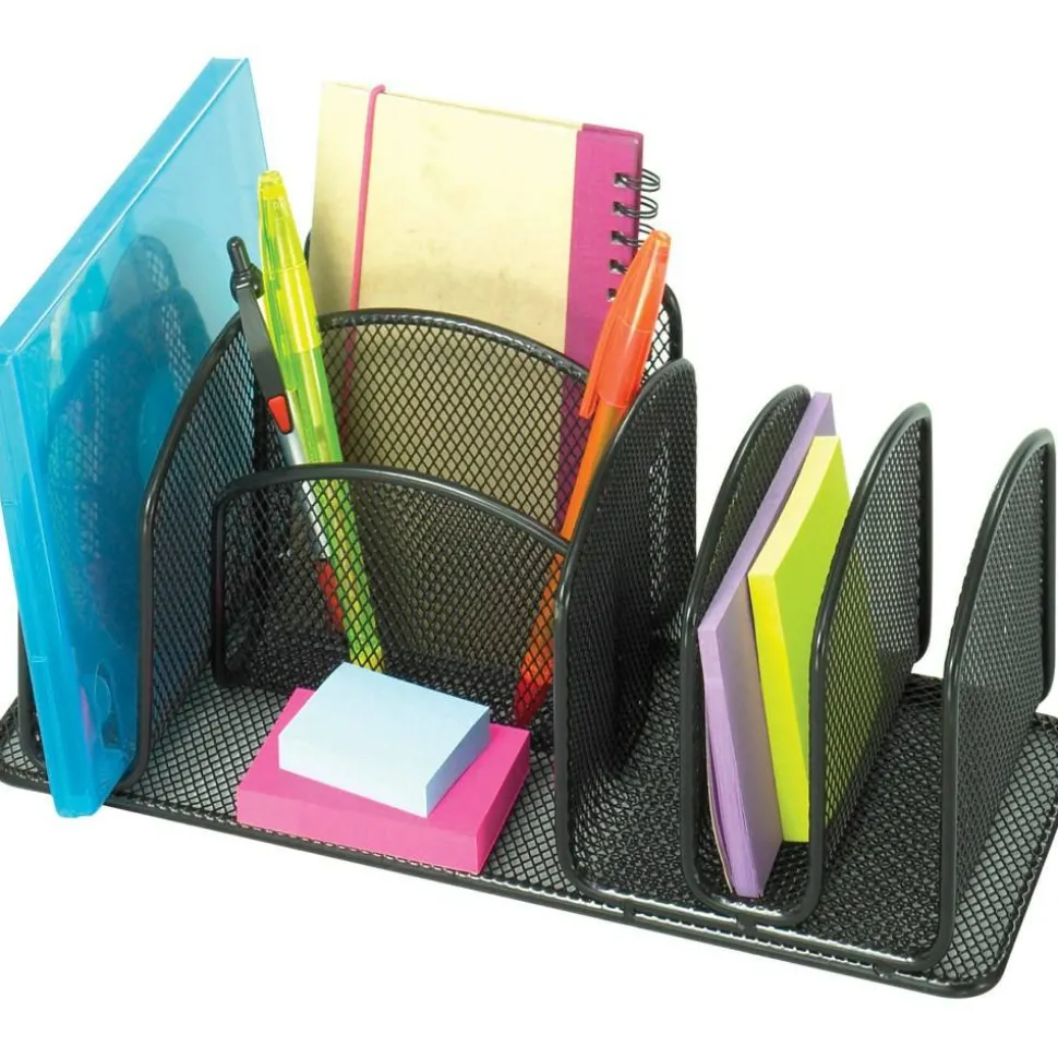 Safco Onyx Deluxe Steel Desktop Organizer, 12 5/8"H x 4 5/16"W x 4 5/16"D, Black
