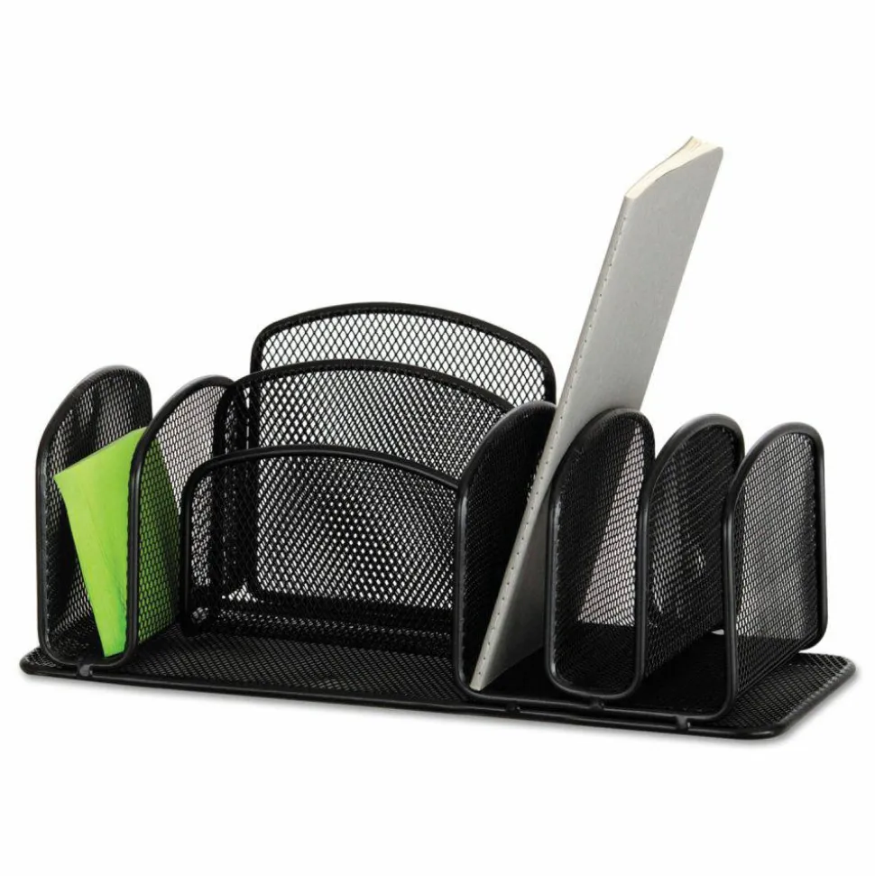 Safco Onyx Deluxe Steel Desktop Organizer, 12 5/8"H x 4 5/16"W x 4 5/16"D, Black