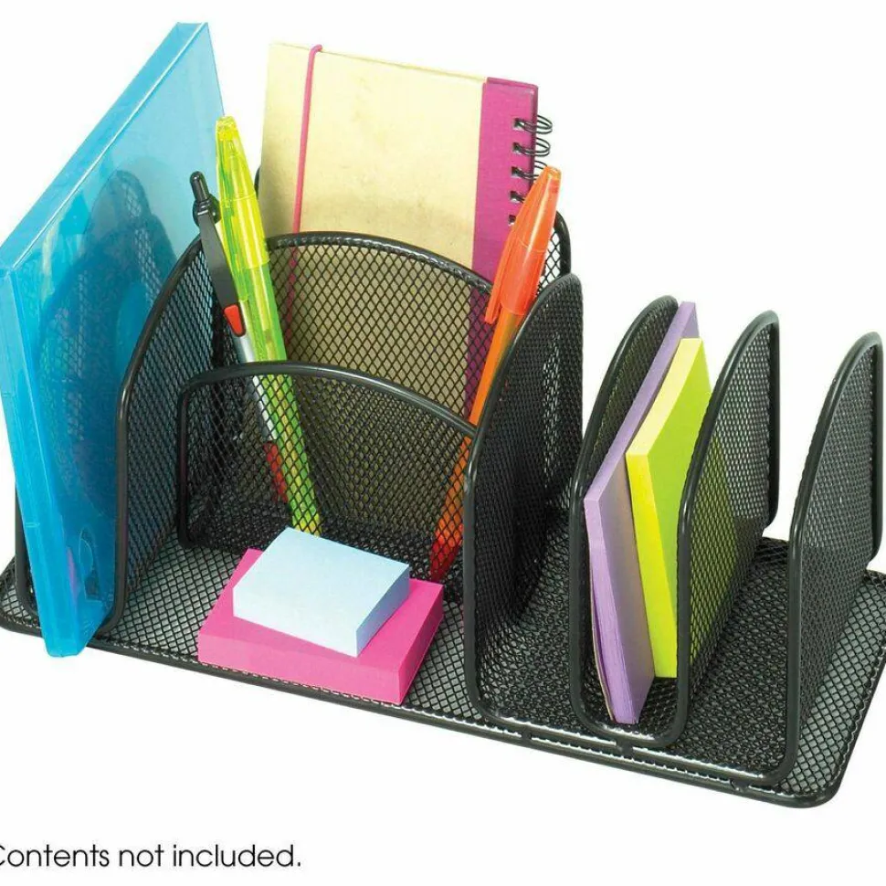 Safco Onyx Deluxe Steel Desktop Organizer, 12 5/8"H x 4 5/16"W x 4 5/16"D, Black