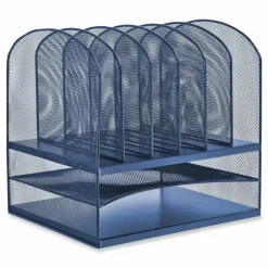 Safco Onyx Desk Organizer with Two Horizontal and Six Upright Sections, Letter Size Files, 13.25 x 11.5 x 13, Blue
