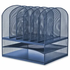 Safco Onyx Desk Organizer with Two Horizontal and Six Upright Sections, Letter Size Files, 13.25 x 11.5 x 13, Blue