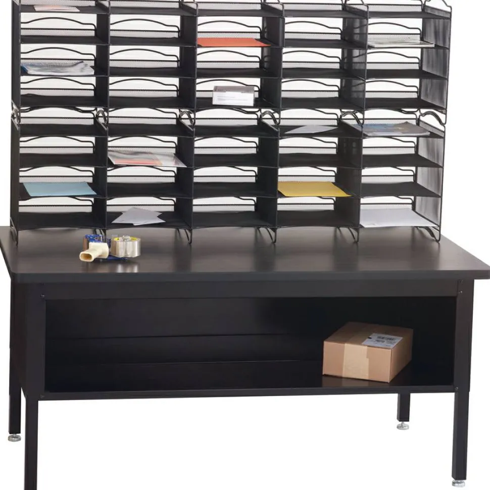 Safco Onyx Mail Sorter - 500 x Sheet - 20 Compartment(s) - Compartment Size : 3.75" x 11" x 12.50" - Sturdy - Powder Coated - Black - 1 Each