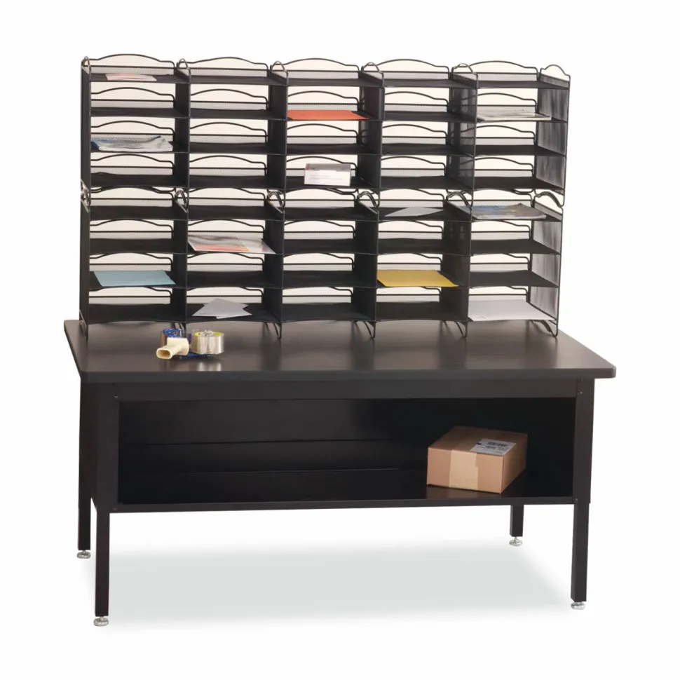 Safco Onyx Mail Sorter - 500 x Sheet - 20 Compartment(s) - Compartment Size : 3.75" x 11" x 12.50" - Sturdy - Powder Coated - Black - 1 Each