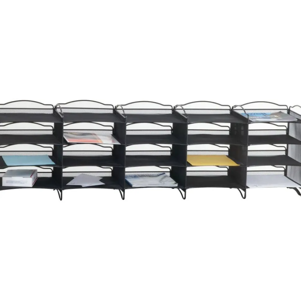 Safco Onyx Mail Sorter - 500 x Sheet - 20 Compartment(s) - Compartment Size : 3.75" x 11" x 12.50" - Sturdy - Powder Coated - Black - 1 Each