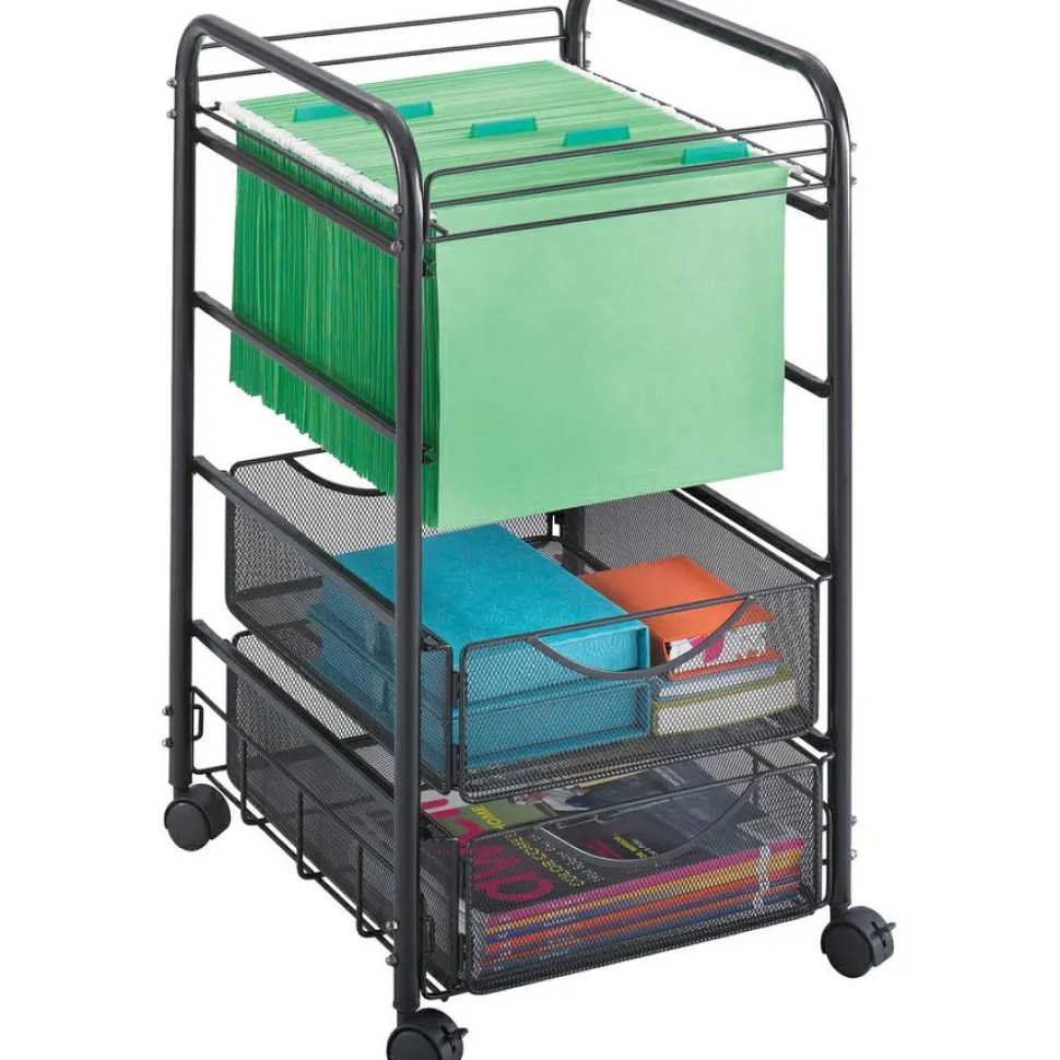 Safco Onyx Mesh Cart, 27"H x 15 3/4"W x 17"D, Black