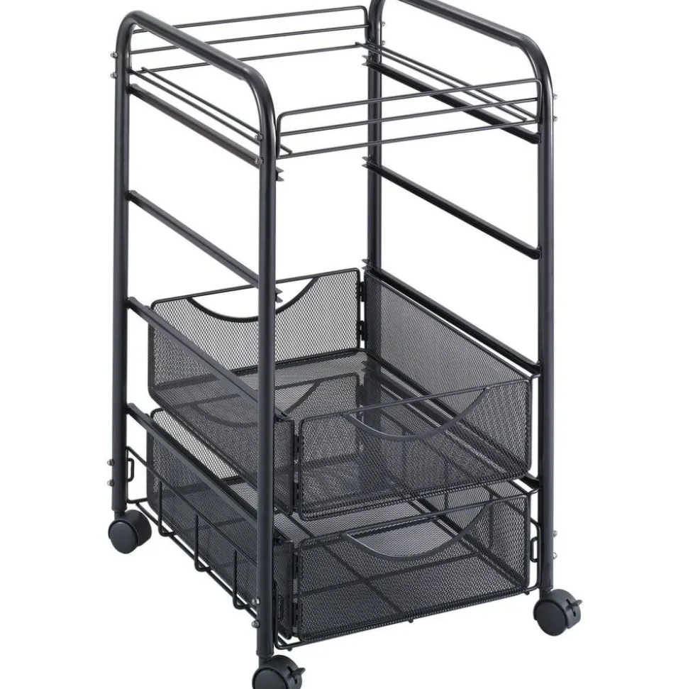 Safco Onyx Mesh Cart, 27"H x 15 3/4"W x 17"D, Black