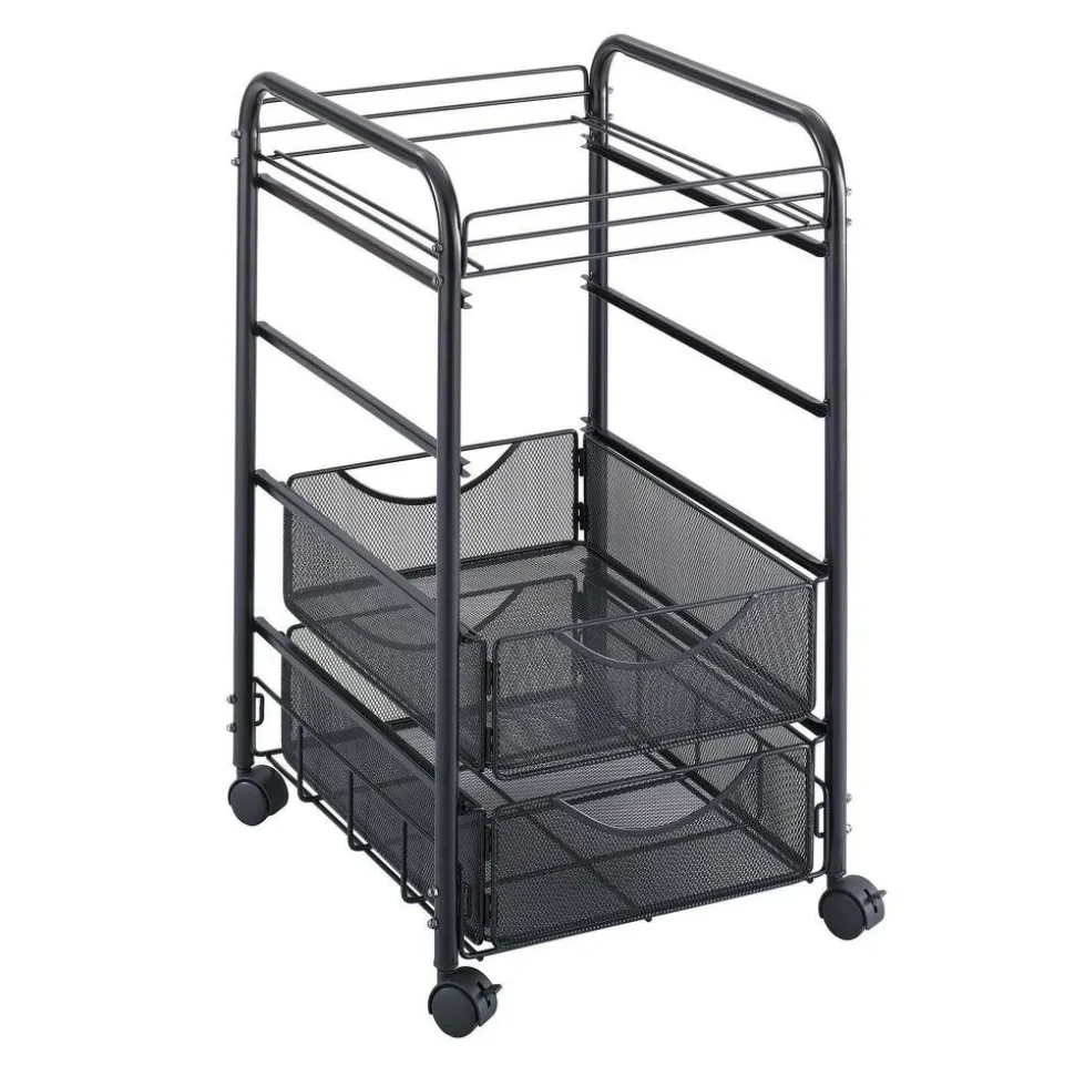 Safco Onyx Mesh Cart, 27"H x 15 3/4"W x 17"D, Black