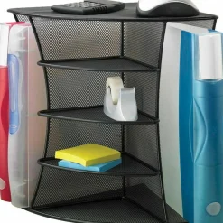Safco Onyx Mesh Corner Organizer, Six Sections, 15 x 11 x 13, Black