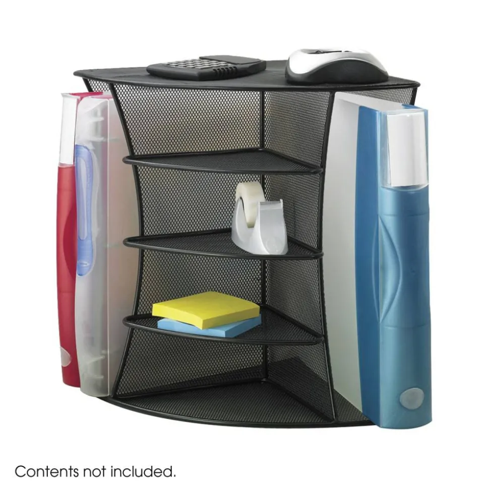 Safco Onyx Mesh Corner Organizer, Six Sections, 15 x 11 x 13, Black