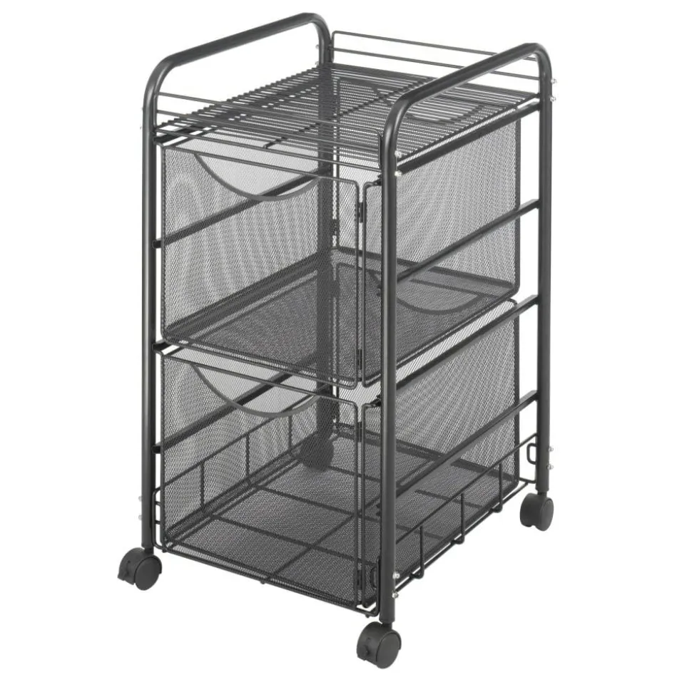 Safco Onyx Mesh File Cart With 2 File Drawers, 27-1/2"H x 15-1/4"W x 17-1/2"D, Black