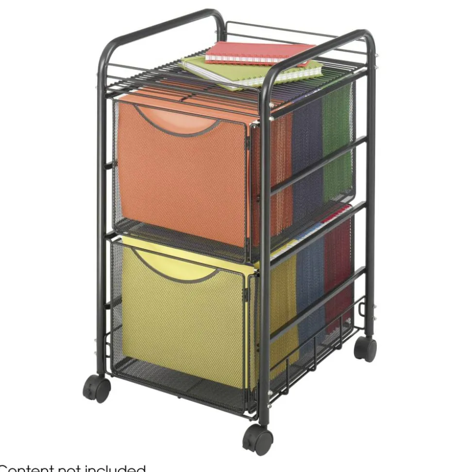 Safco Onyx Mesh File Cart With 2 File Drawers, 27-1/2"H x 15-1/4"W x 17-1/2"D, Black