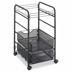 Safco Onyx Mesh File Cart With 1 File Drawer And 2 Small Drawers, 27 1/2
