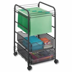 Safco Onyx Mesh File Cart With 1 File Drawer And 2 Small Drawers, 27 1/2