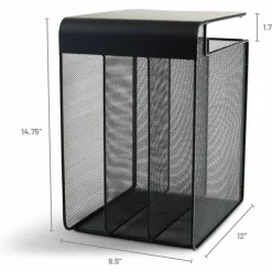 Safco Onyx Mesh Hanging Organizer, Solid Top 3-Section Vertcal, Black