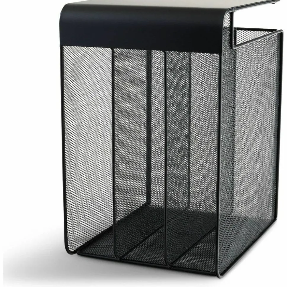 Safco Onyx Mesh Hanging Organizer, Solid Top 3-Section Vertcal, Black