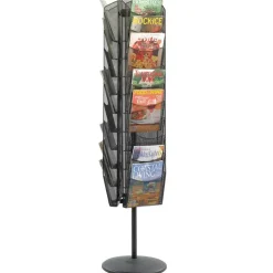 Safco Onyx 30-Pocket Mesh Rotating Literature Display, 65"H x 16"D, Black