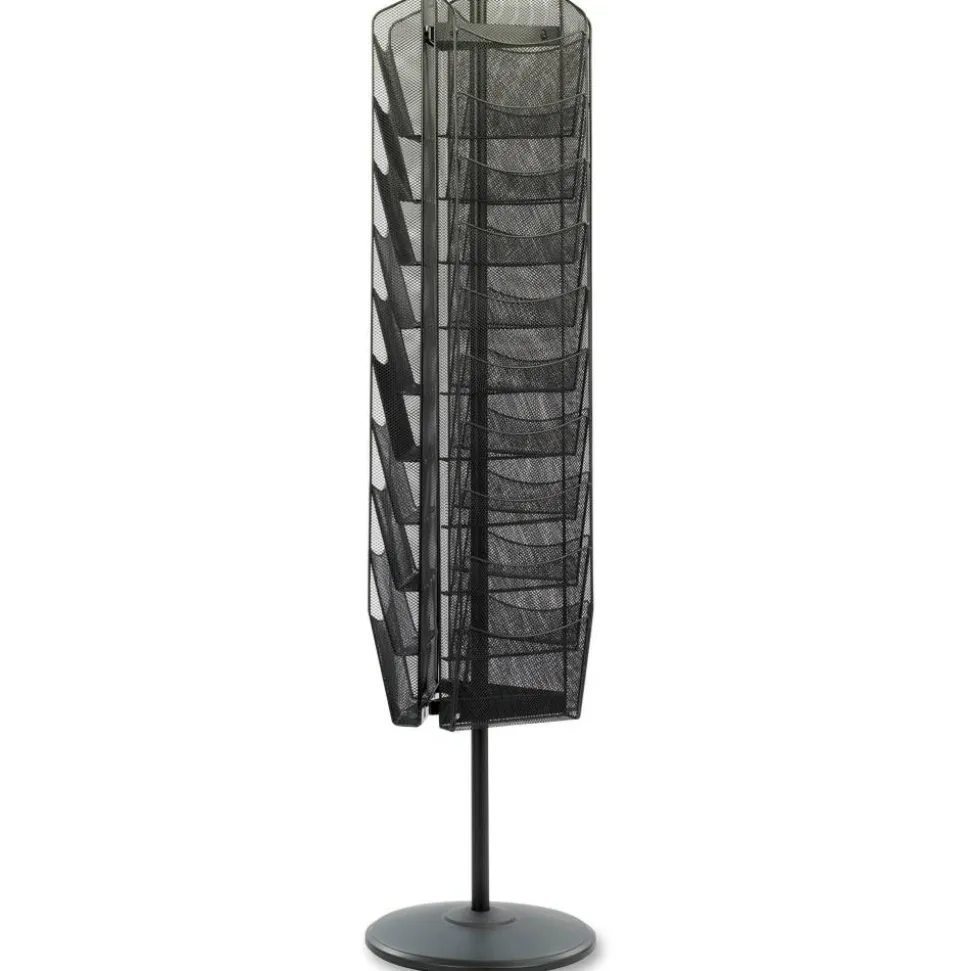 Safco Onyx 30-Pocket Mesh Rotating Literature Display, 65"H x 16"D, Black