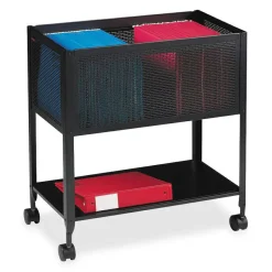 Safco Open Top Mesh Tub, Metal, 1 Shelf, 1 Bin, 13.5" x 24.25" x 27.5", Black