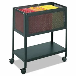 Safco Open Top Mesh Tub, Metal, 1 Shelf, 1 Bin, 13.5" x 24.25" x 27.5", Black