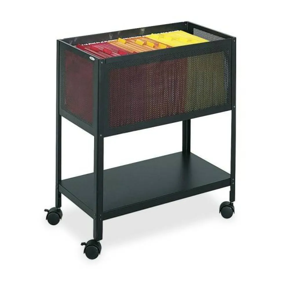 Safco Open Top Mesh Tub, Metal, 1 Shelf, 1 Bin, 13.5" x 24.25" x 27.5", Black