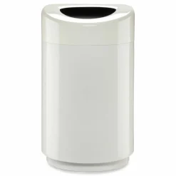 Safco Open Top Round Waste Receptacle, 30 gal, Steel, White