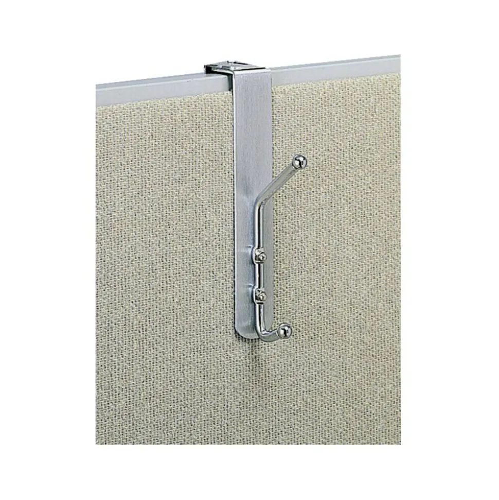Safco Over-The-Panel Double-Garment Coat Hook, 8-1/2"H x 1-1/2"W x 4-1/4"D, Silver